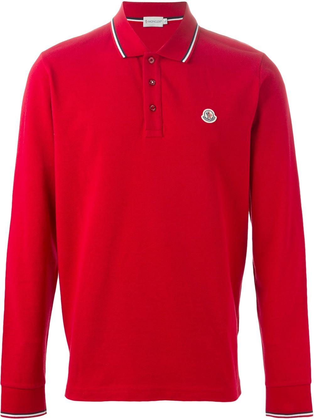 Moncler | Red Long Sleeve Polo Shirt for Men | Lyst