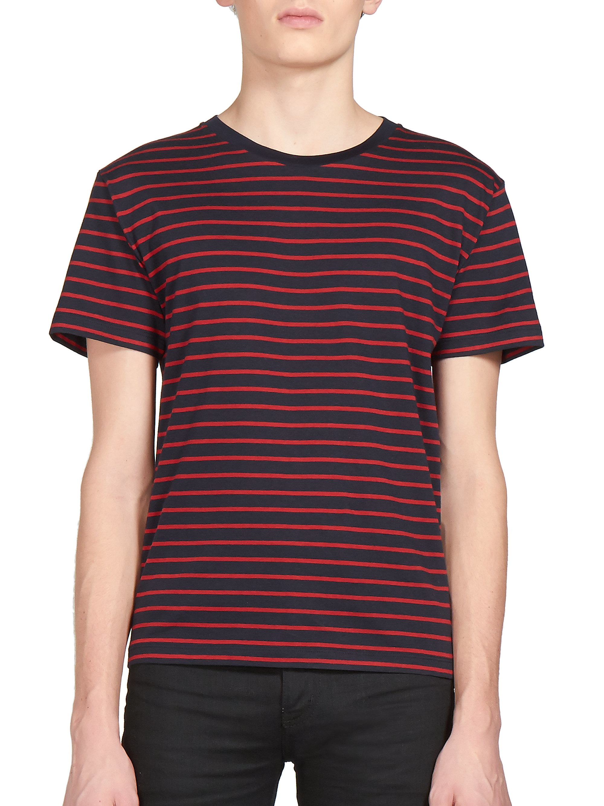 saint laurent red striped t shirt