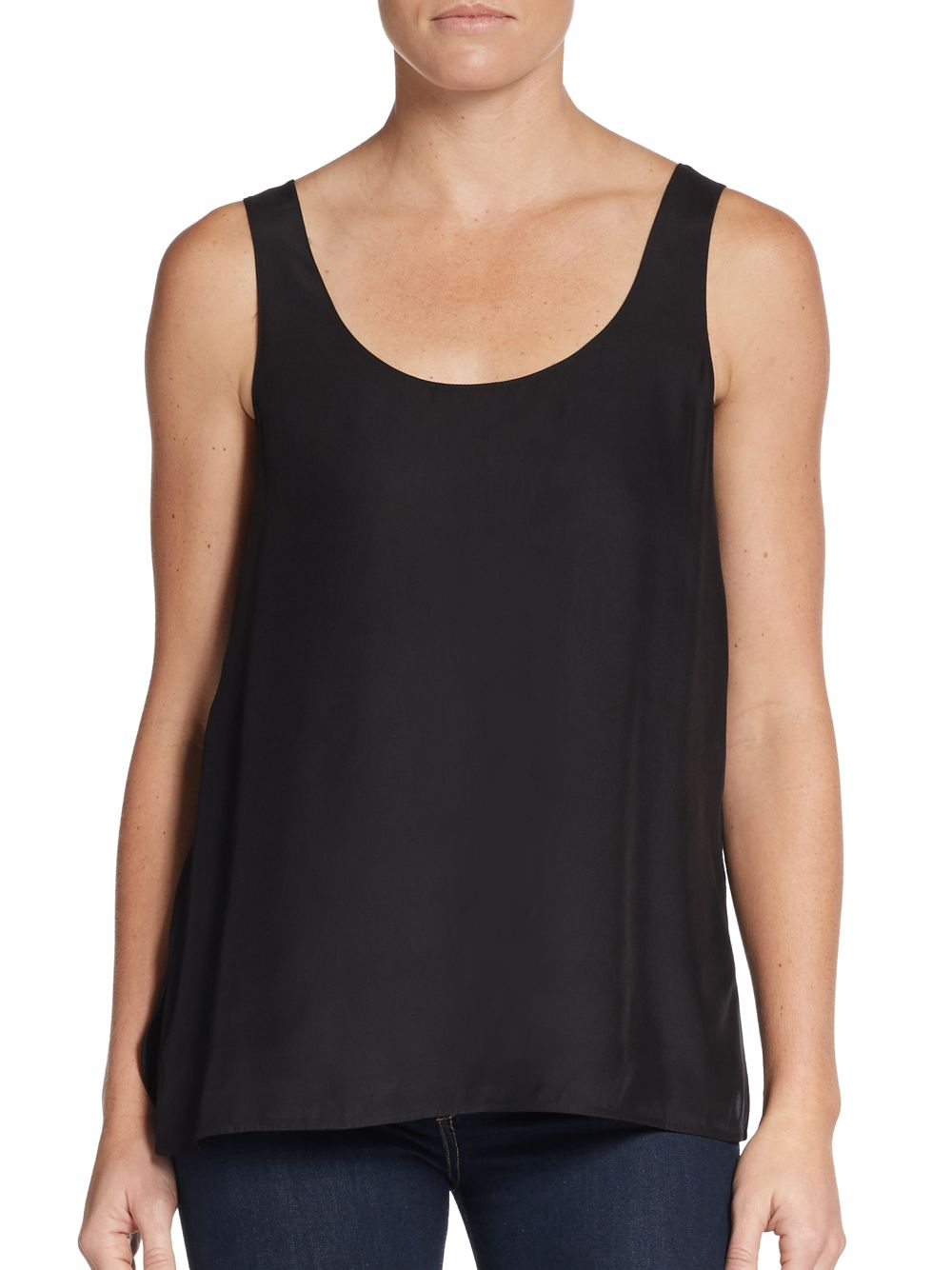 Vince Silk Tank Top in Black | Lyst