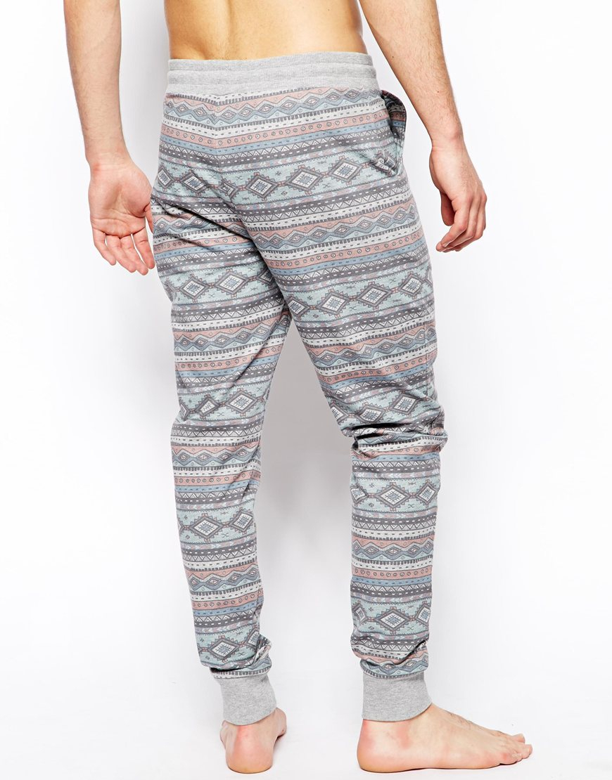 Lyst - ASOS Slim Fit Lounge Sweatpants with Aztec Print in Gray for Men