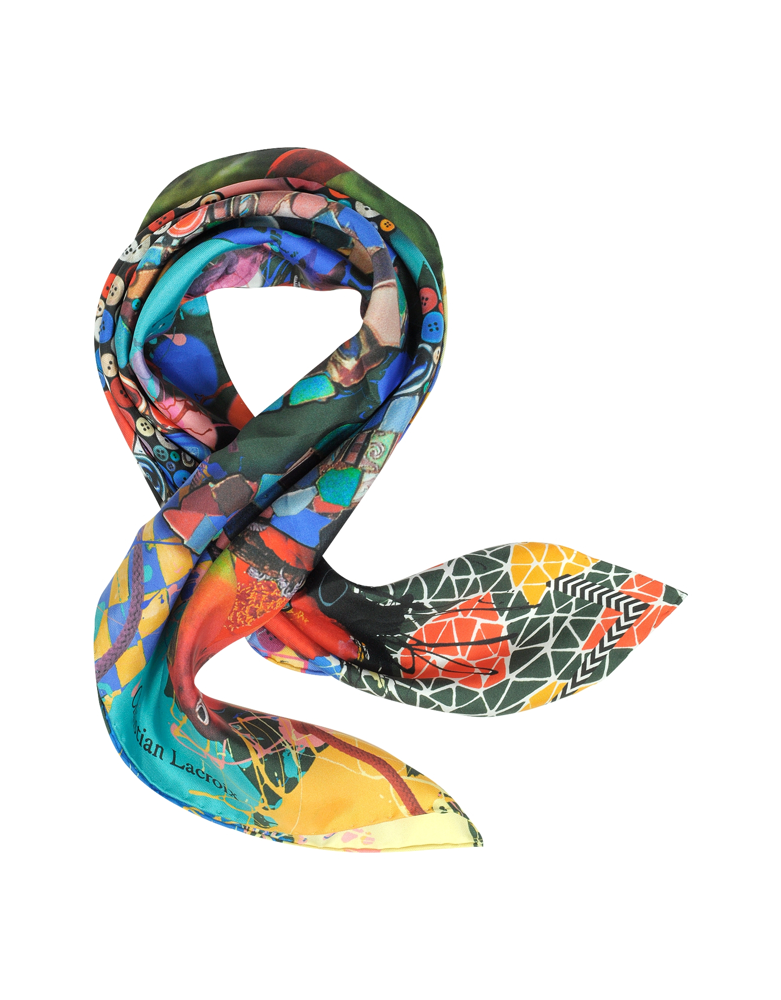 Lyst - Christian Lacroix Green Love Birds Printed Silk Square Scarf in ...