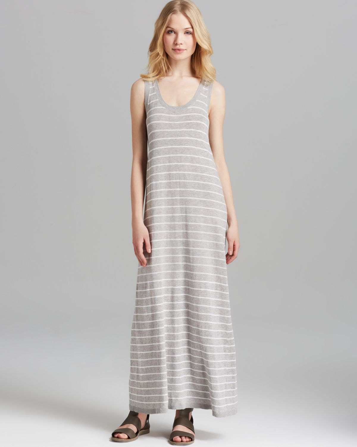 grey striped maxi dress