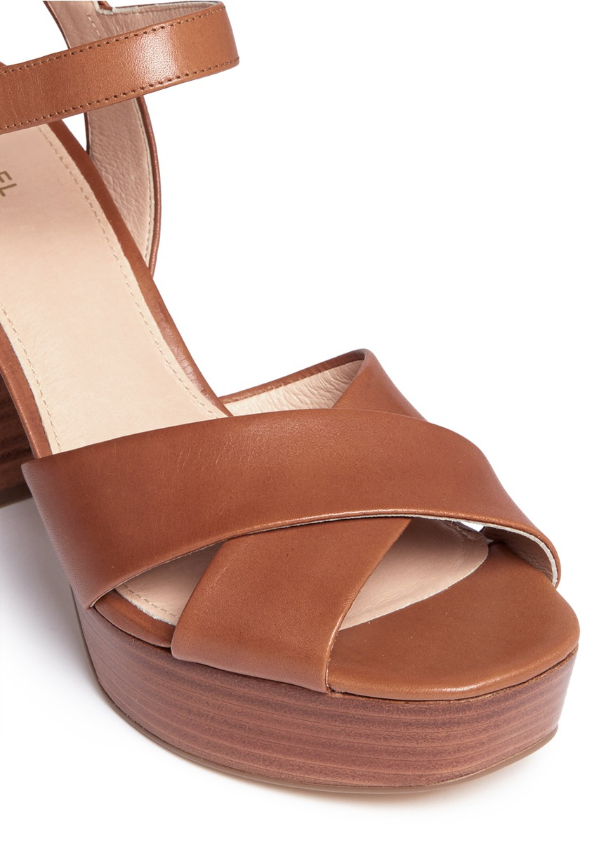 Michael Kors 'divia' Leather Platform Sandals in Brown - Lyst