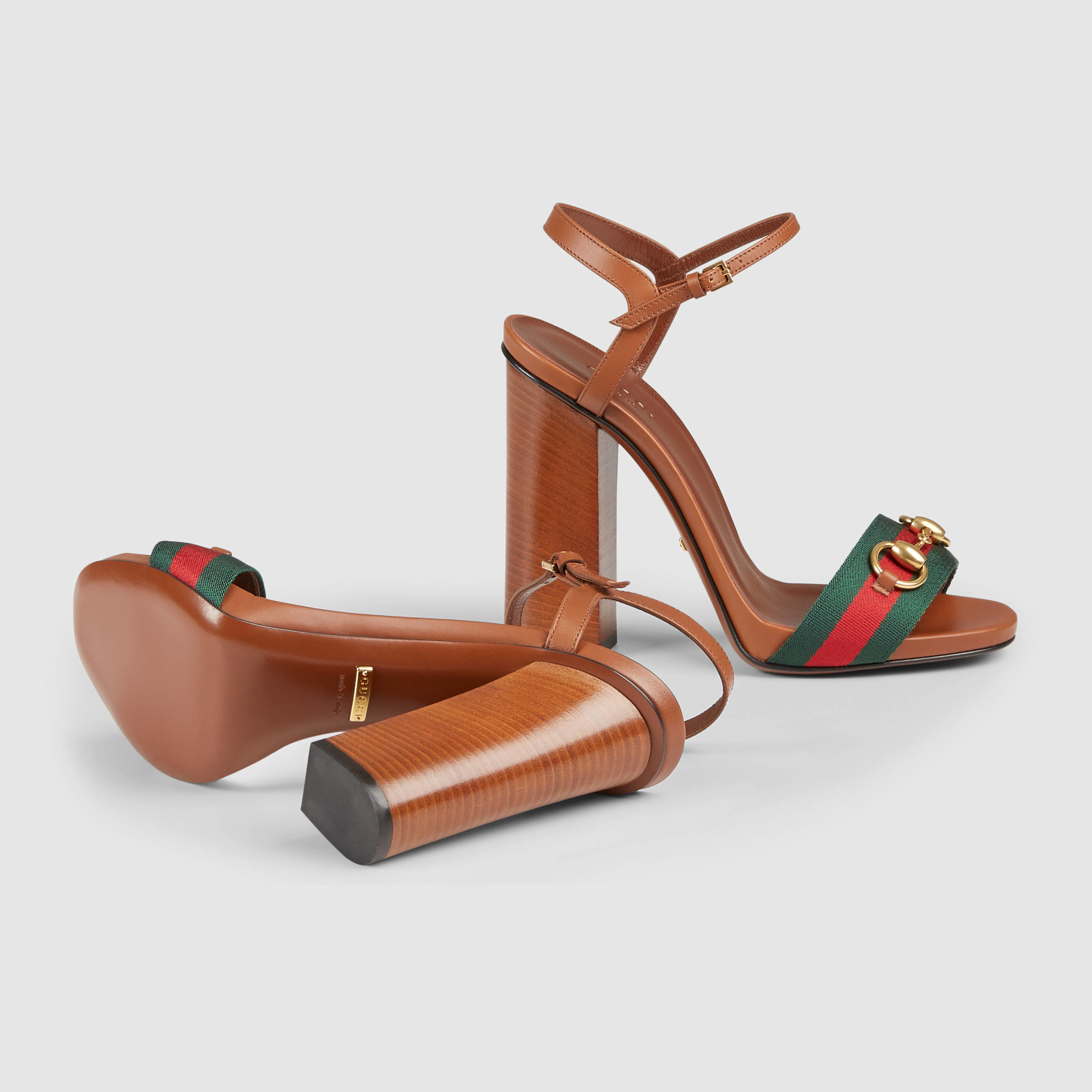 Lyst - Gucci Leather T-strap Sandal in Brown