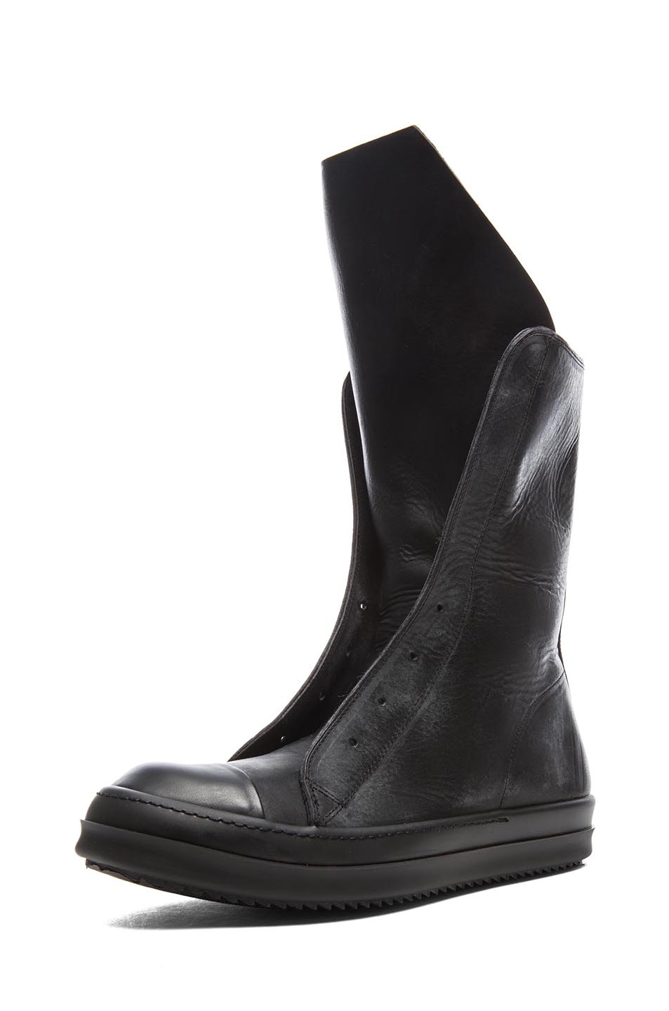 Lyst - Rick Owens Mens Leather Sneaker Boots in Black