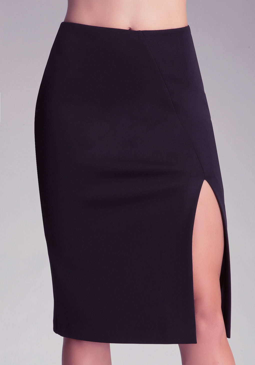 Lyst Bebe Falling Slit Scuba Skirt in Black