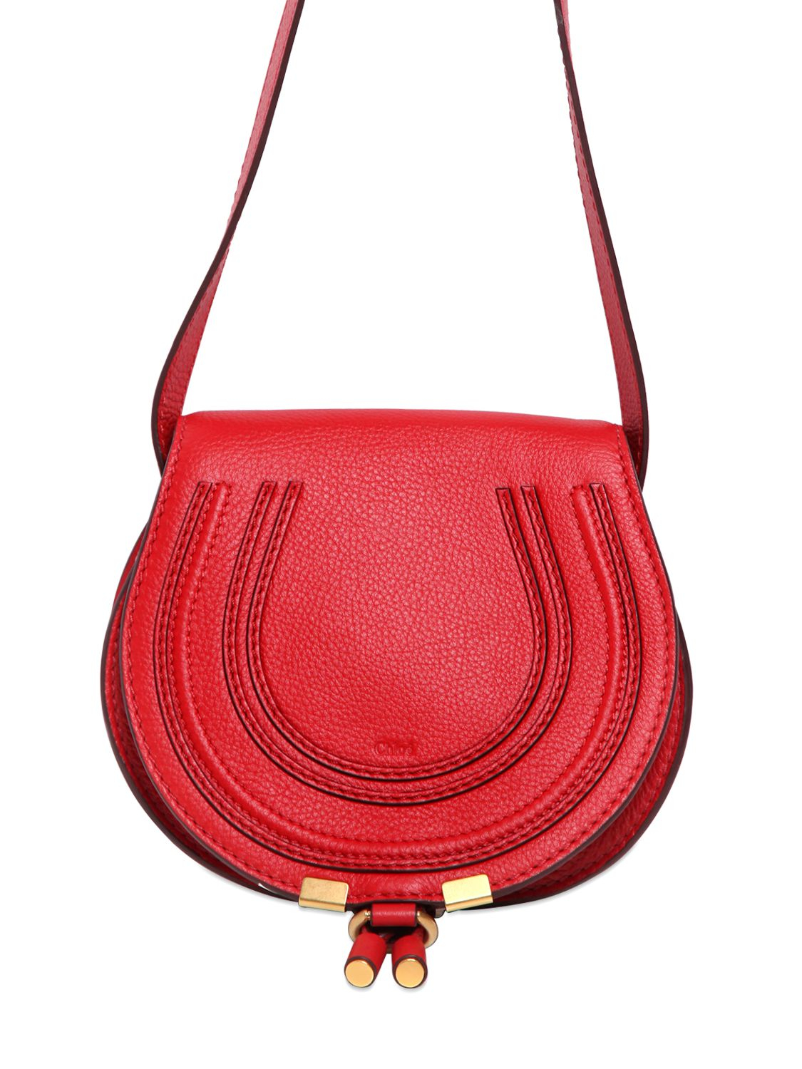 Chlo Small Marcie Leather Crossbody Bag in Red (PAPRIKA RED) | Lyst  