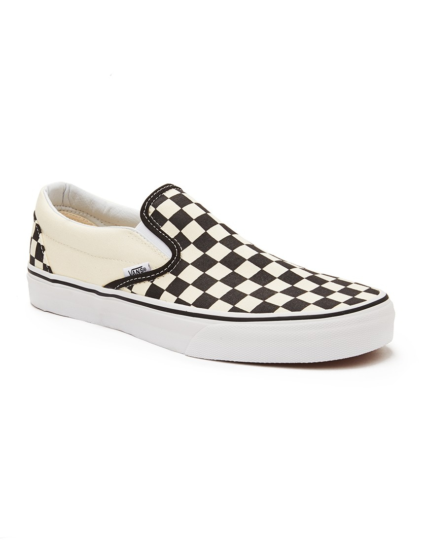 mens black and white slip on vans