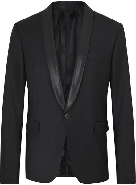 Diesel Black Gold Black Lamé Trim Stretch Wool Blend Suit Jacket in ...