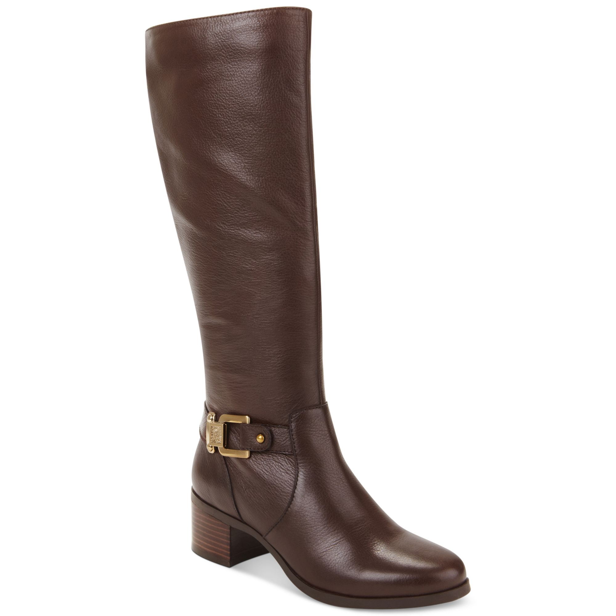 Anne Klein Joetta Tall Riding Boots in Brown (Brown Leather) | Lyst