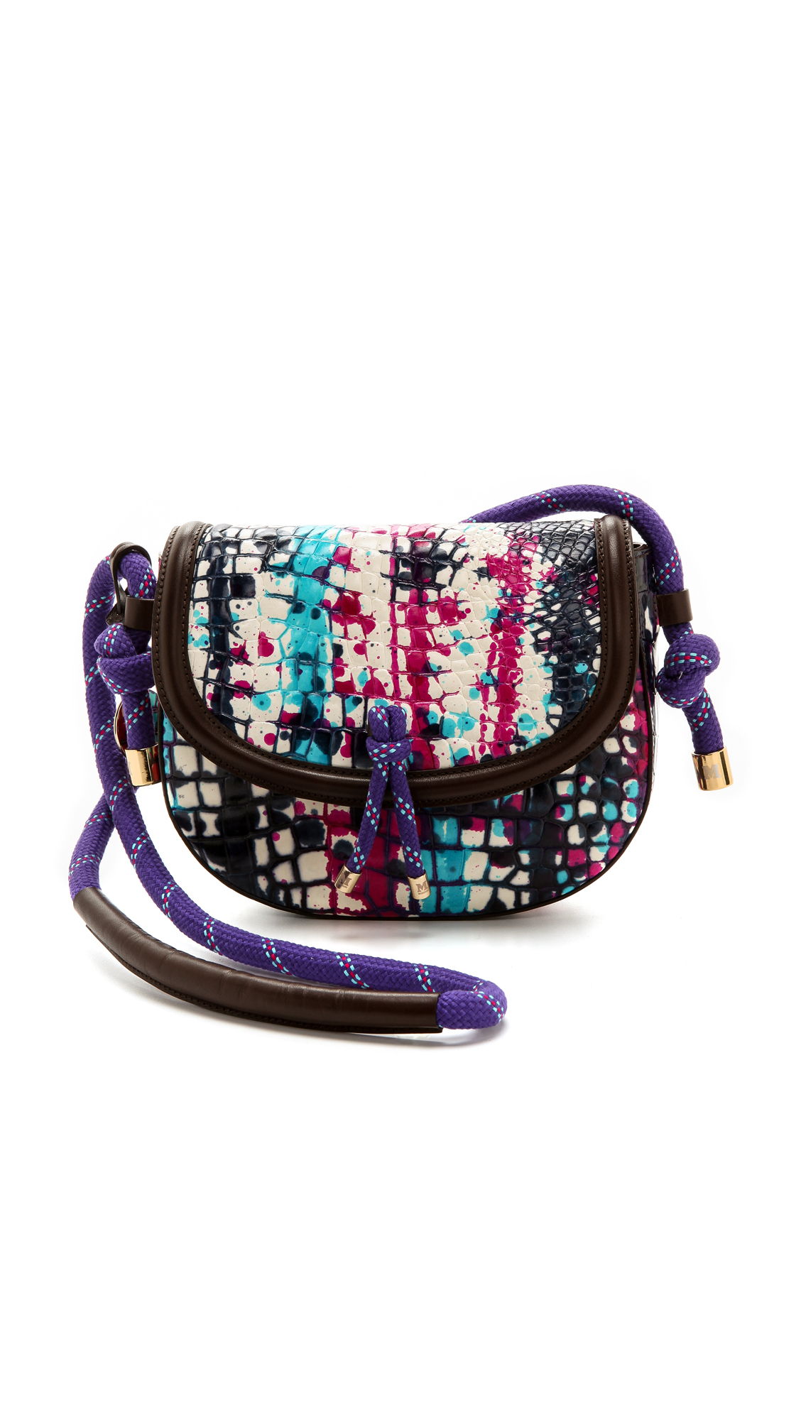Lyst M Missoni Painted Leather Cross Body Bag In Blue