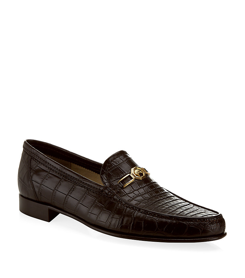 Stefano ricci Eagle Buckle Croc Loafer in Brown for Men | Lyst