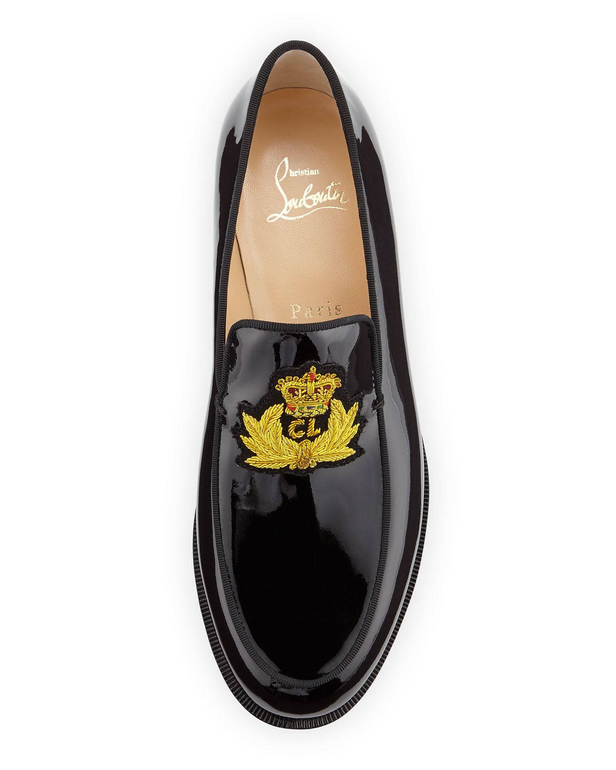 Christian louboutin Laperouza Patent Crest Loafer in Black for Men ...  
