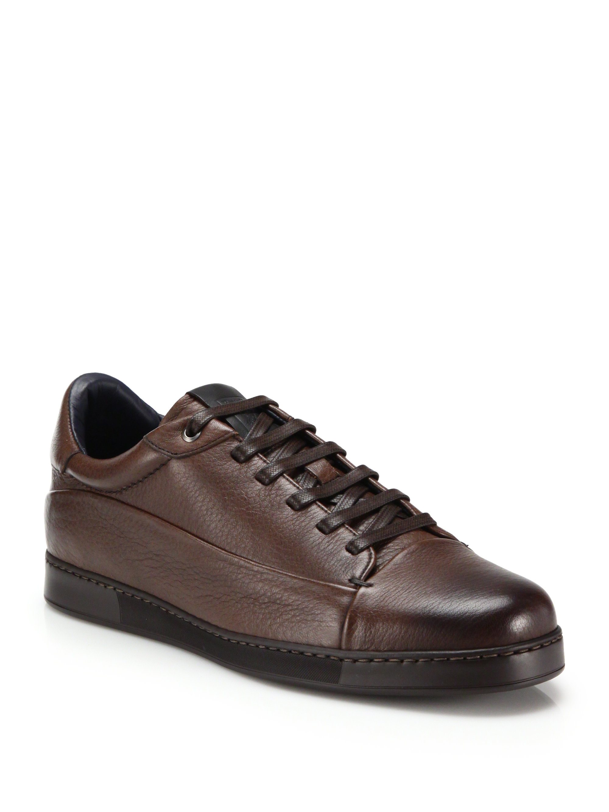 Lyst - Ermenegildo Zegna Manhattan Leather Sneakers in Brown for Men