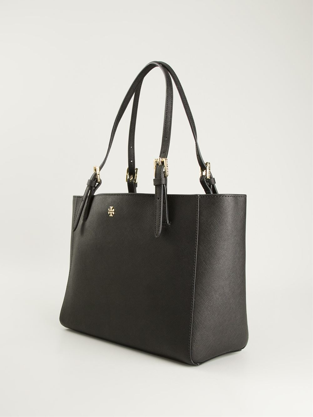 Tory burch Small 'york' Buckle Tote in Black | Lyst