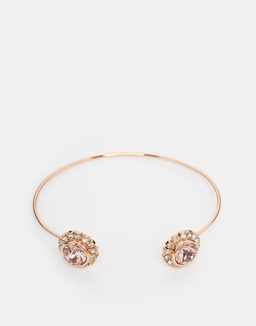 Lyst Ted Baker Crystal Double Daisy Ultra Fine Cuff Bracelet In Gallery