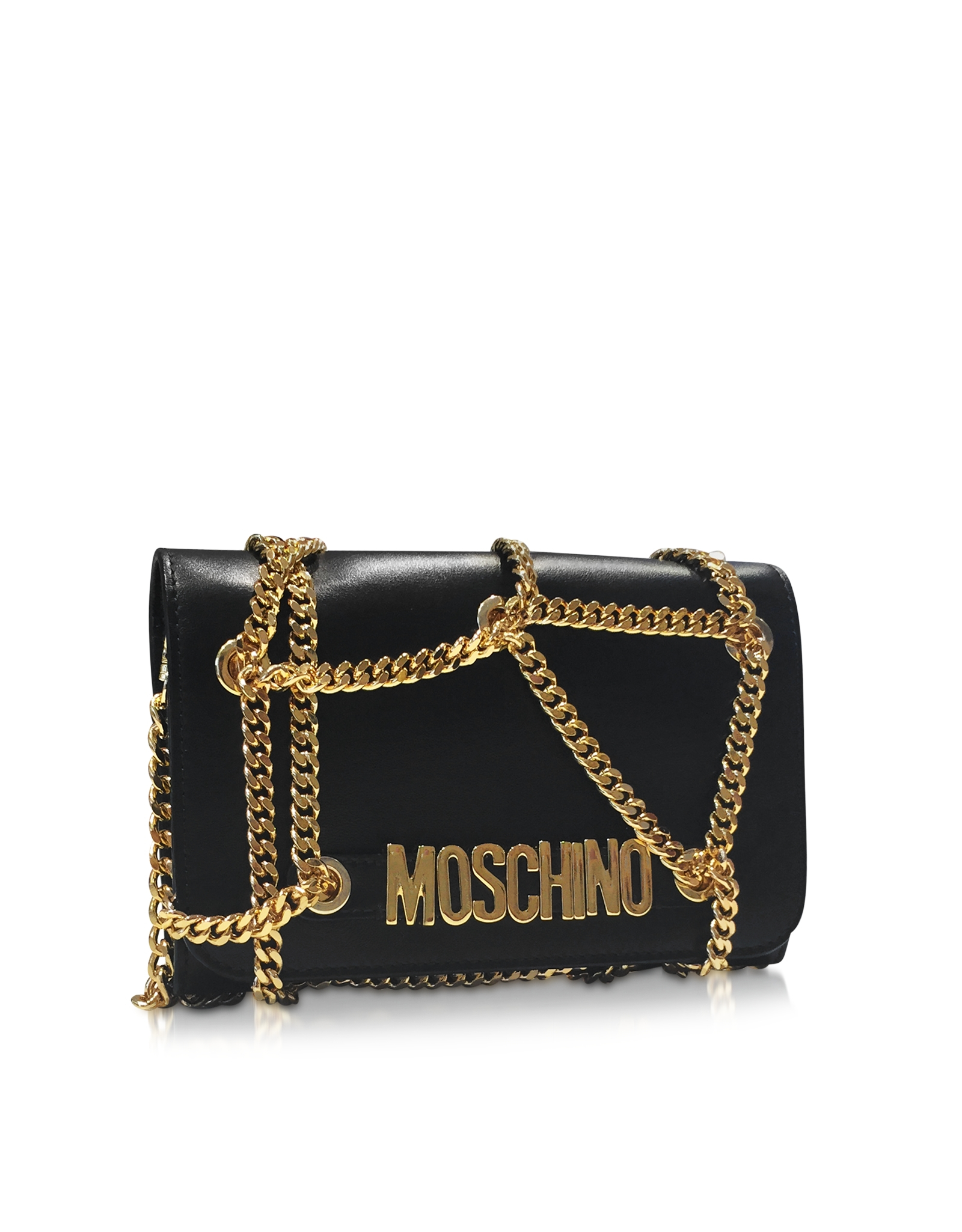 Lyst - Moschino Black Leather Wallet/clutch in Black