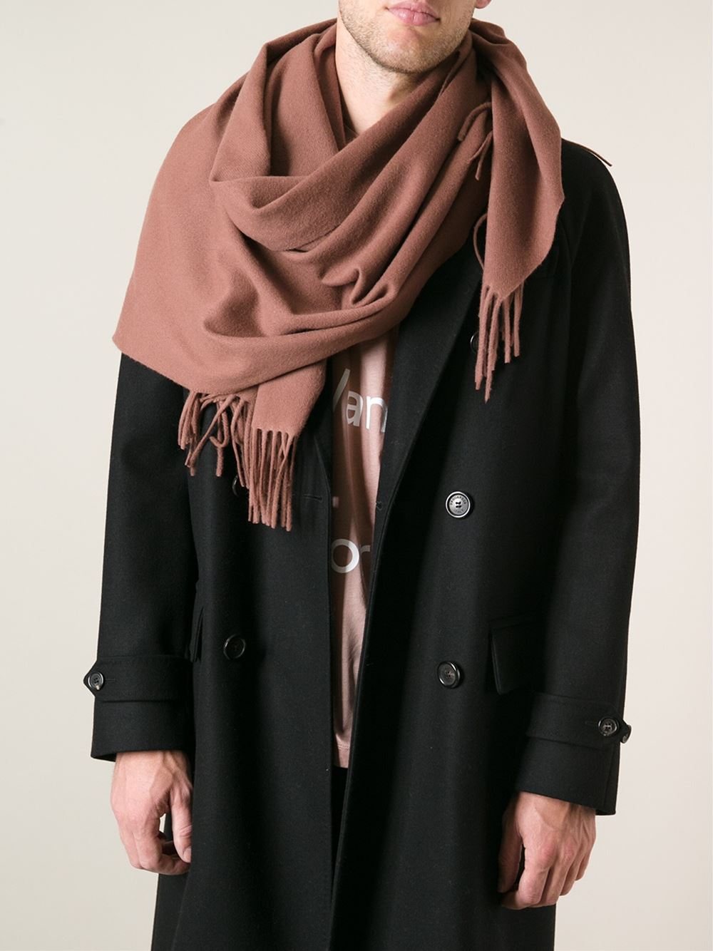 Acne studios Oversized Fringed Scarf in Brown for Men Lyst
