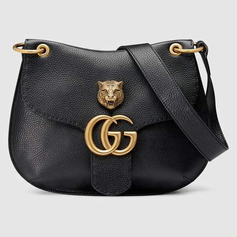 Gucci Gg Marmont Leather Shoulder Bag in Black (black leather) | Lyst
