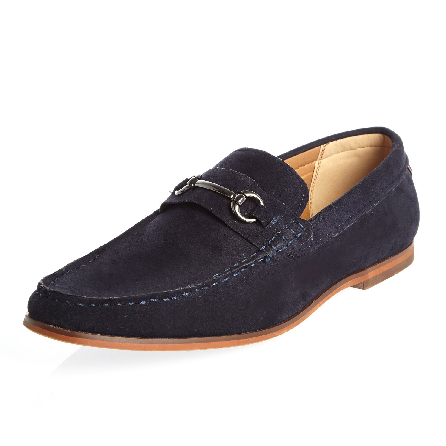 Lyst - River Island Navy Blue Snaffle Loafers in Blue for Men