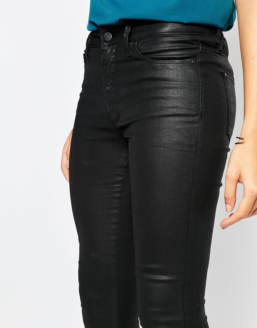 Warehouse Skinny Coated Jean in Black | Lyst