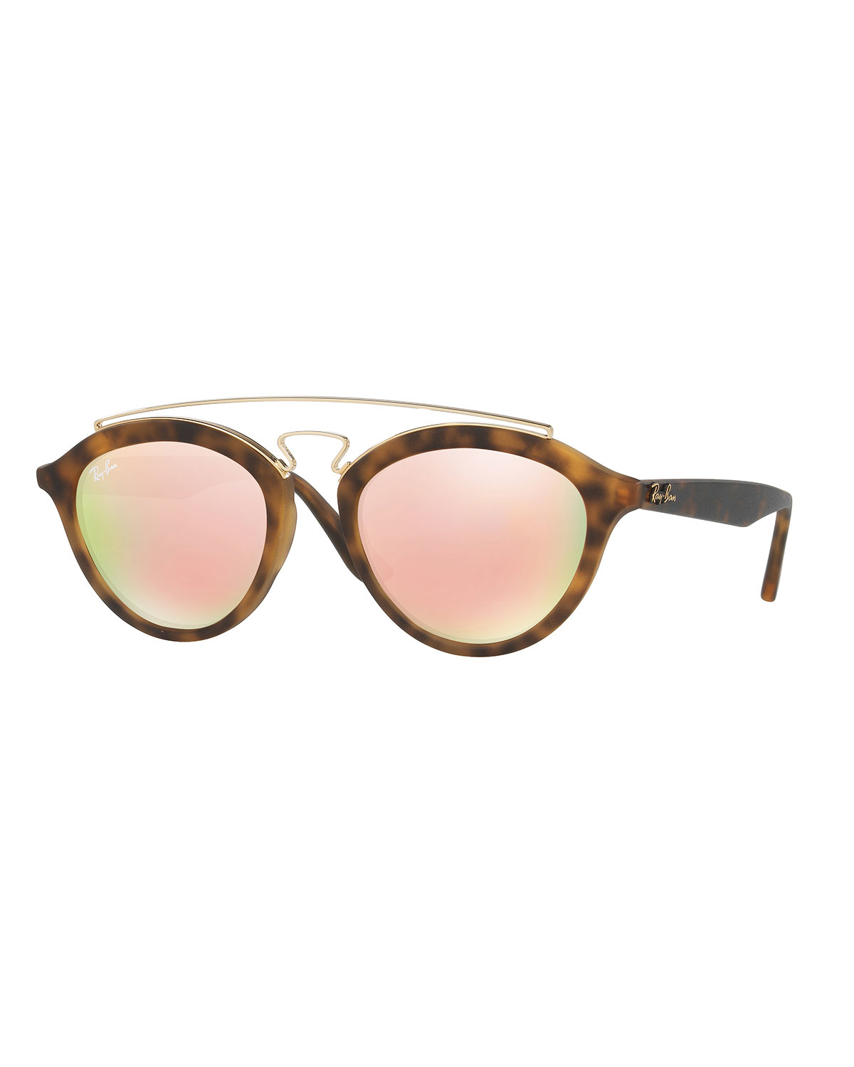 Ray-ban Mirrored Brow-bar Sunglasses in Brown | Lyst