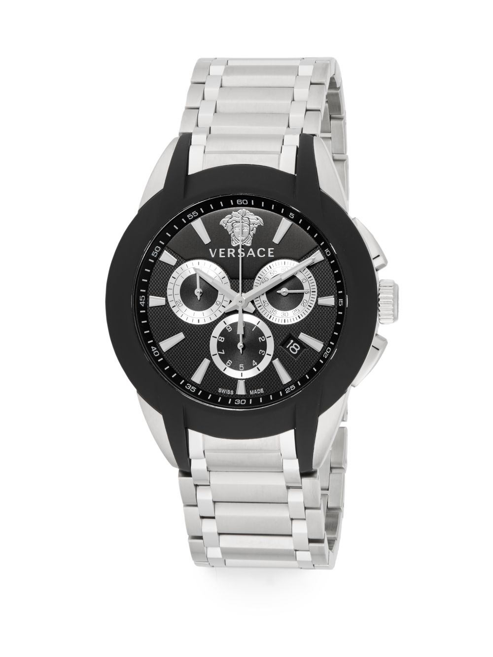 Lyst Versace Character Stainless Steel Chronograph Watch in Black for Men