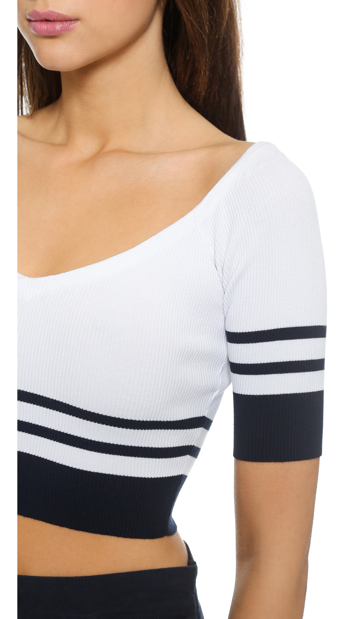 Women Crop Top Deep V Neck Bandage Long Sleeve Solid Ribbed Slim Short Knitwear Shirt 2019 