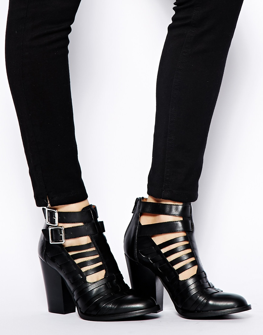 Carvela kurt geiger Leather Silent Multi Strap Ankle Boots in Black | Lyst