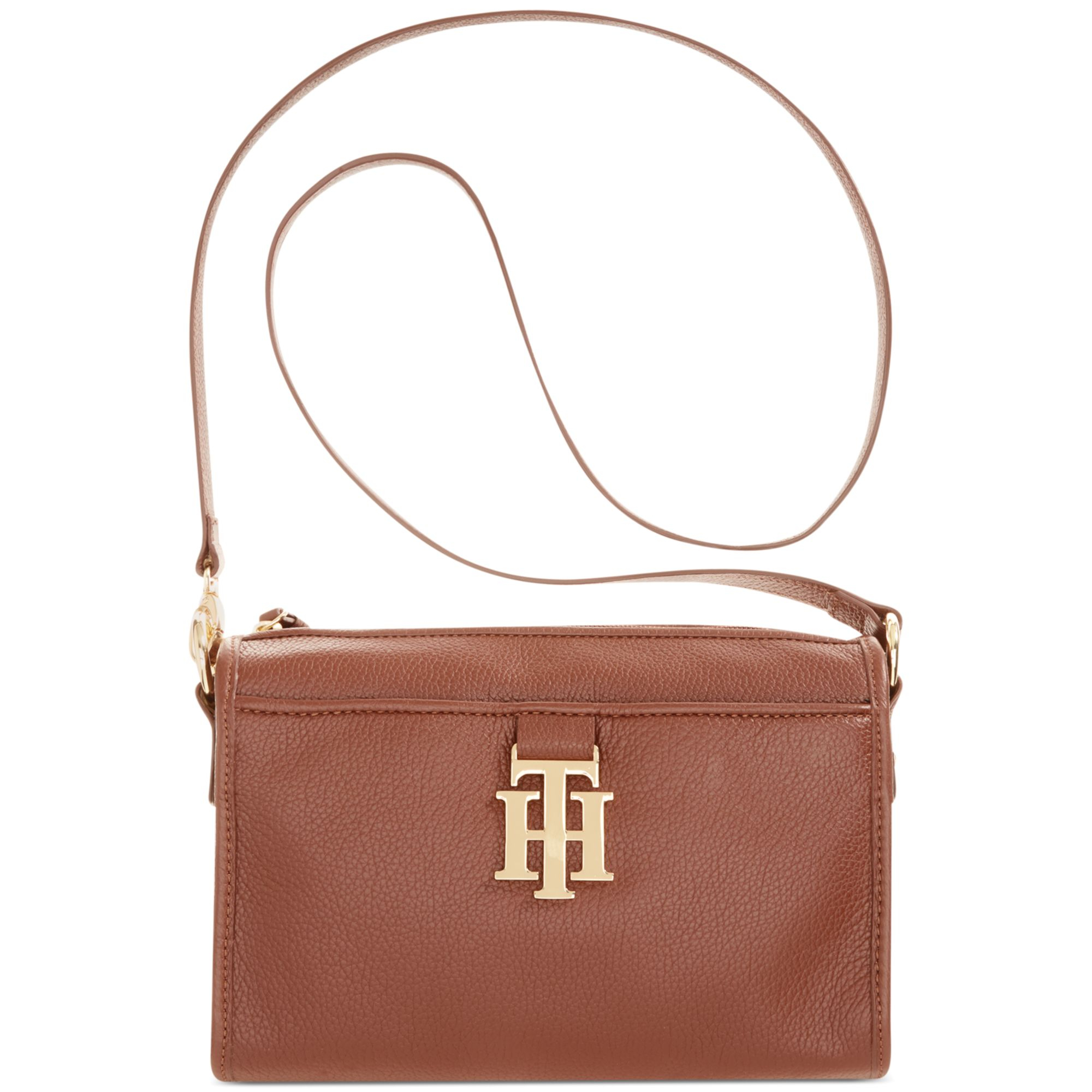 Tommy Hilfiger Monogrammed Ii Leather Shoulder Bag in Brown (CHESTNUT ...