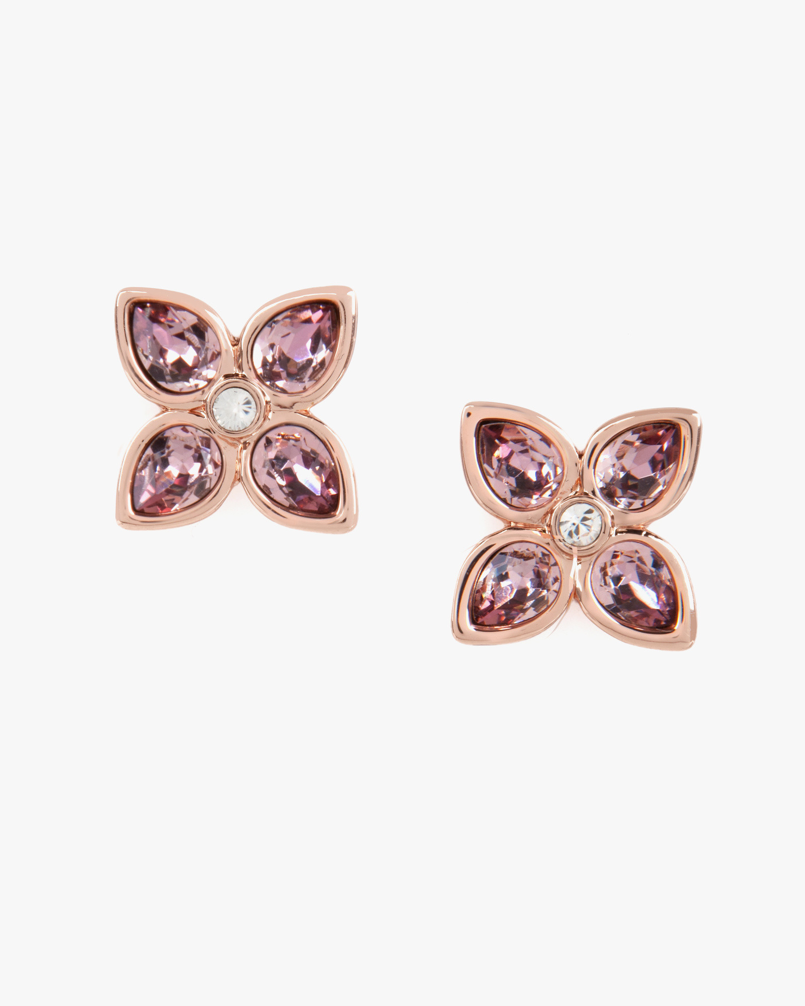 Lyst Ted Baker Crystal Flower Earrings In Pink Gallery