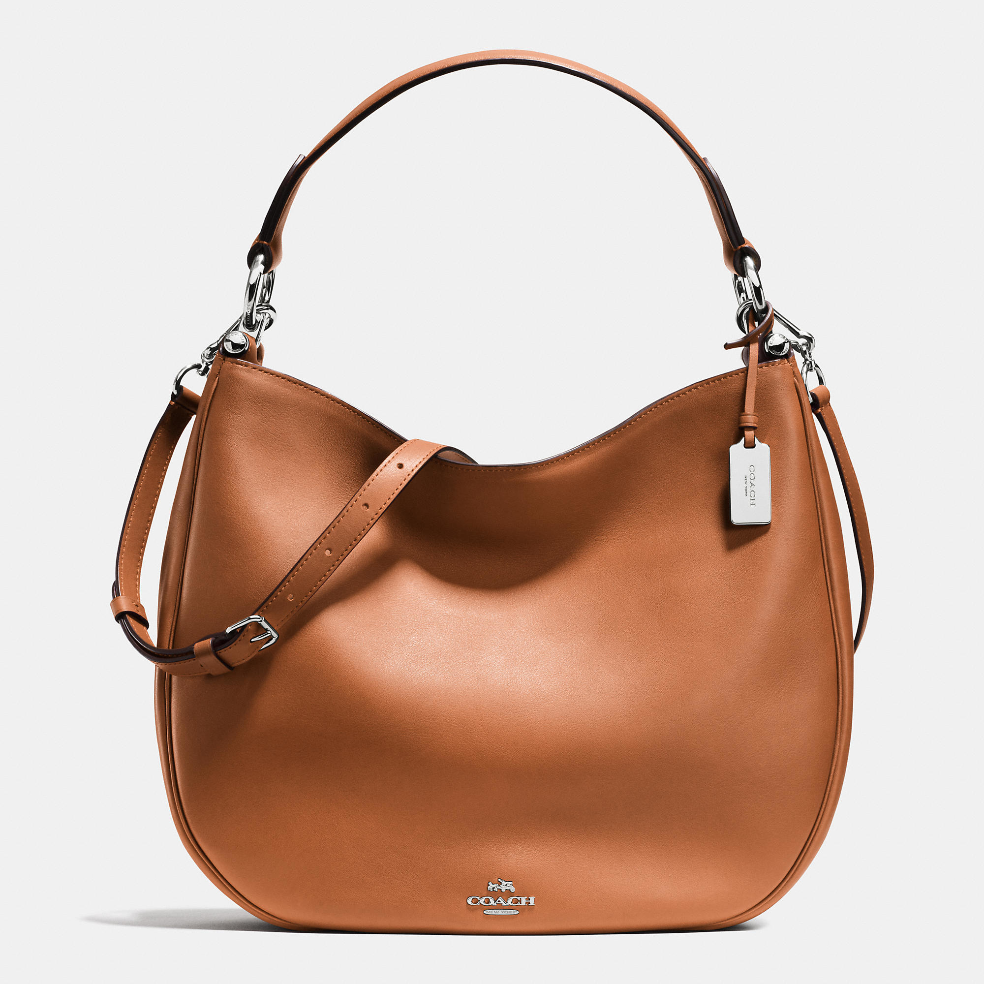 Coach Nomad Hobo In Glovetanned Leather in Brown (SILVER/SADDLE) | Lyst