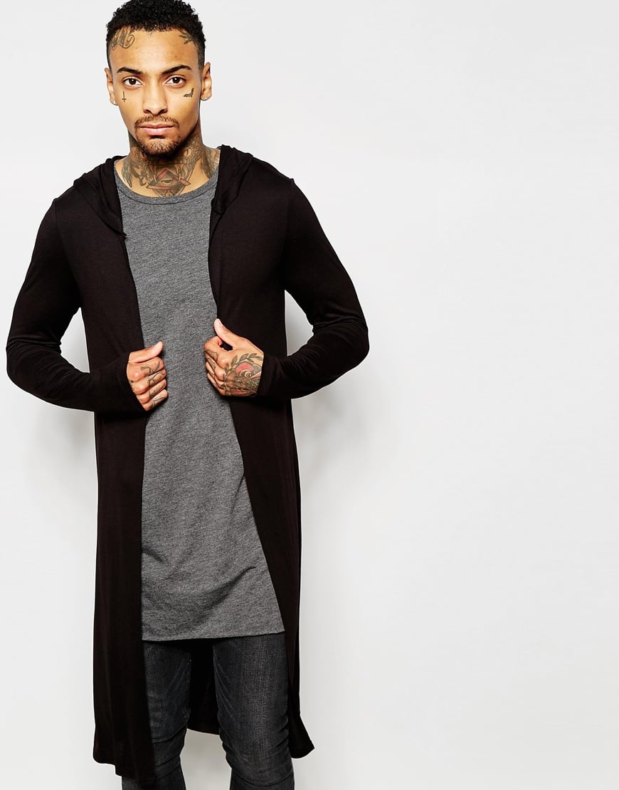 Asos Extreme Longline Long Sleeve T-shirt With Hooded Cardigan ...