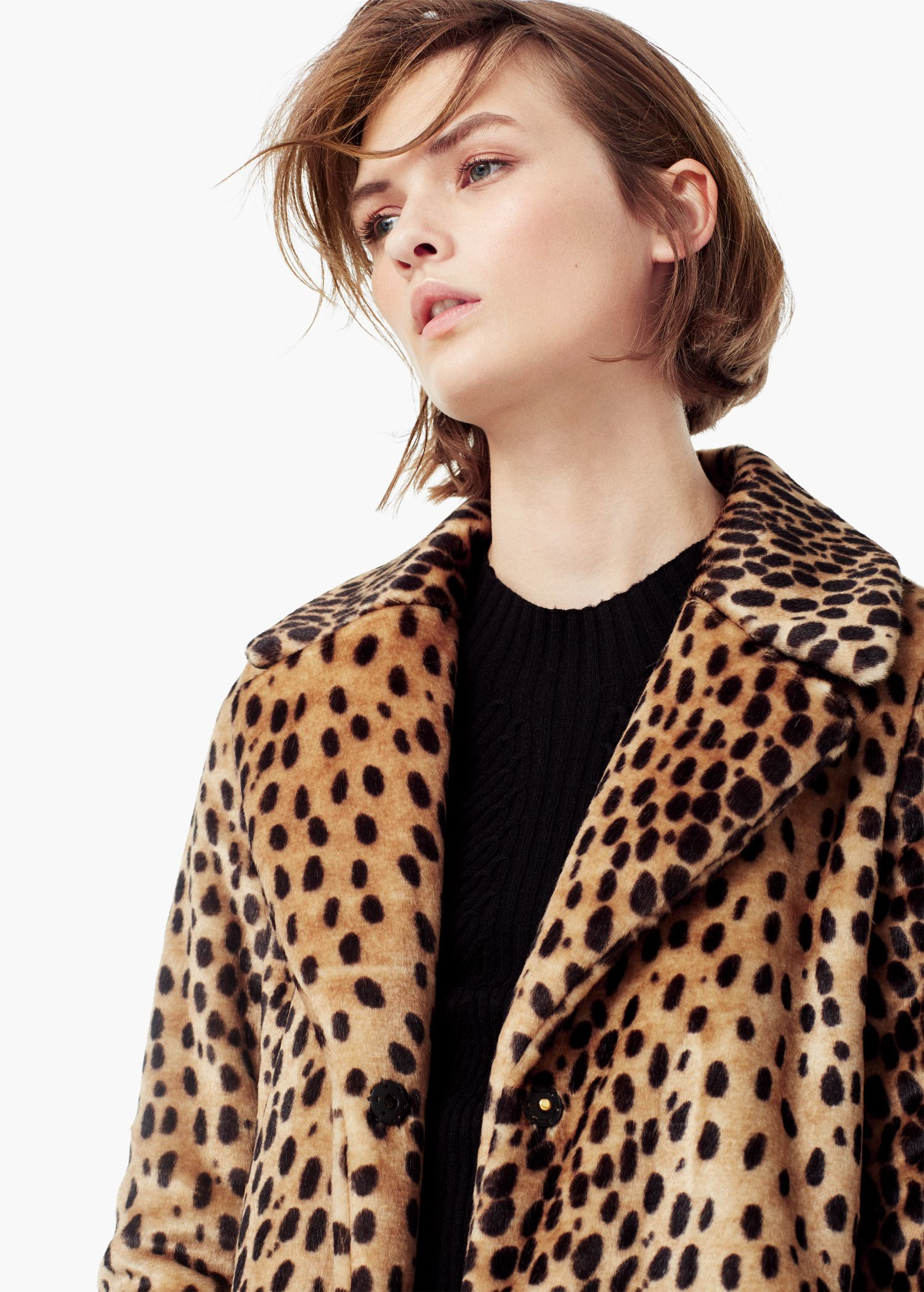 Lyst - Mango Leopard Faux Fur Coat in Brown