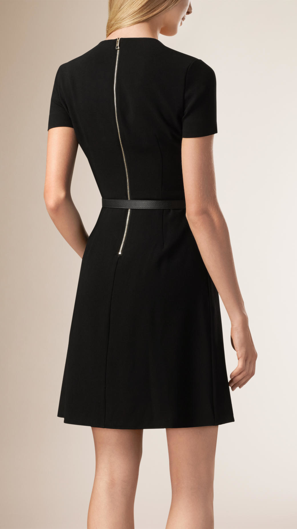 Burberry A-line Dress With Leather Belt in Black | Lyst