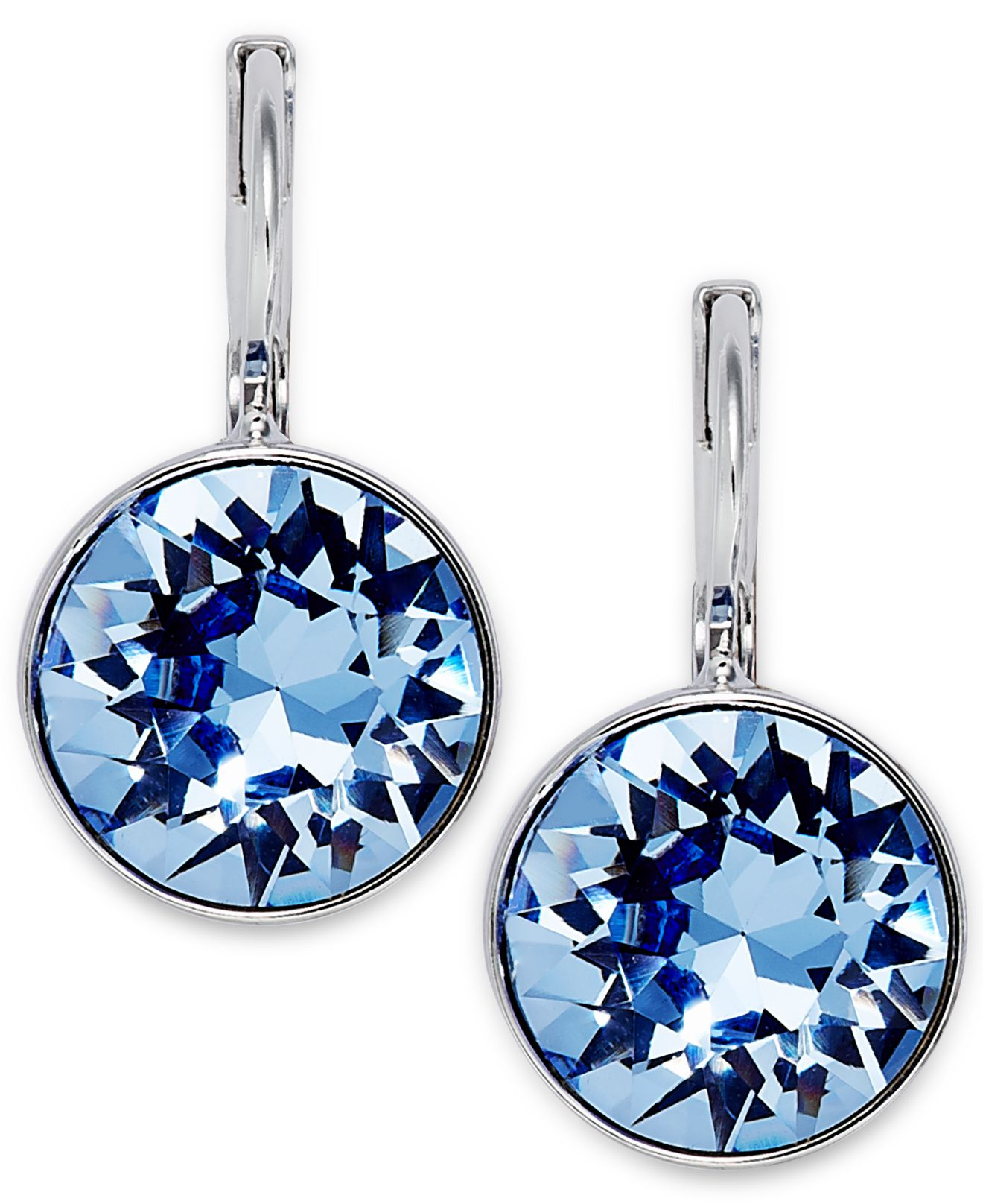 Swarovski Earrings Blue Crystal Best All Earring Photos Lyst Swarovski Rhodium Plated Light Shire Crystal Drop Earrings Blue