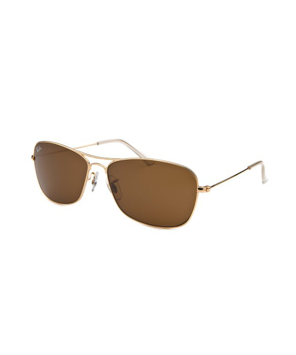 Lyst Ray Ban Mens Rectangle Gold Tone Brown Lens Sunglasses In Metallic For Men 