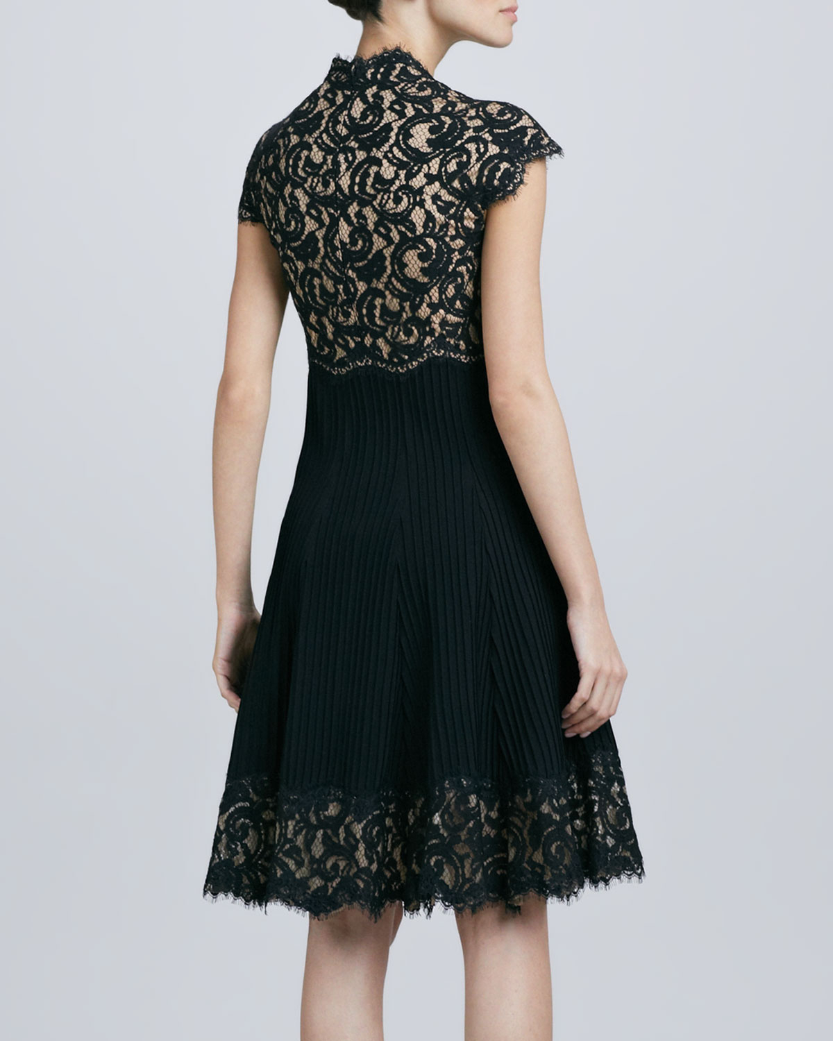 Lyst Tadashi Shoji Lace Bodice Squareneck Cocktail Dress In Black 7635