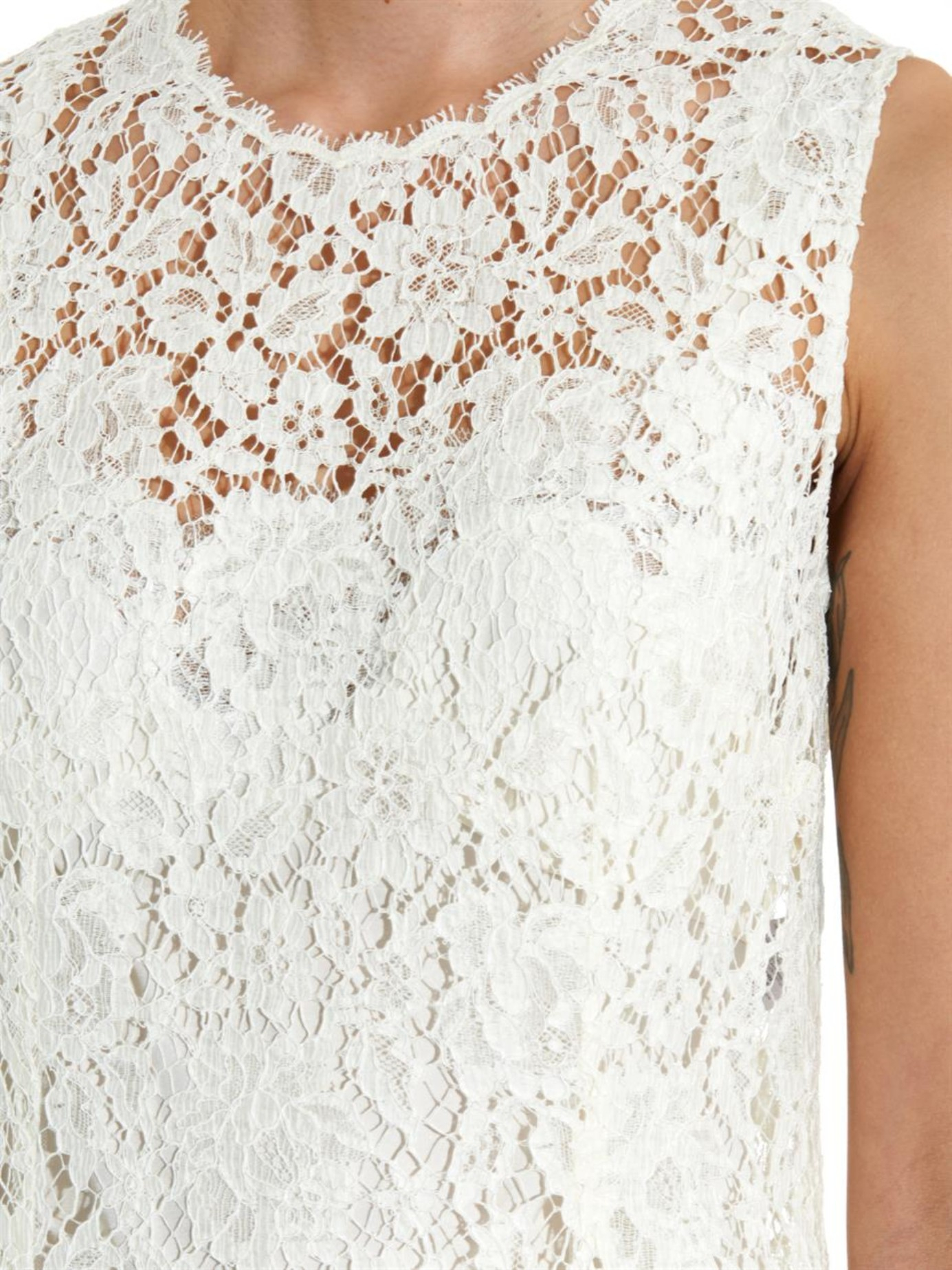 Dolce & gabbana Sleeveless Lace Top in White | Lyst