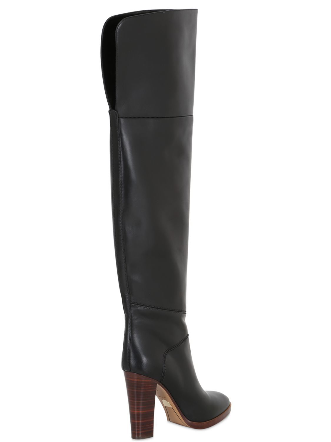 Chloé 105mm Leather Over The Knee Boots in Black | Lyst