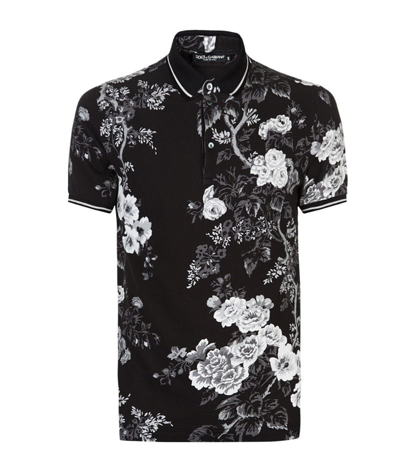 Dolce & Gabbana Floral Print Polo Shirt in Black for Men - Lyst