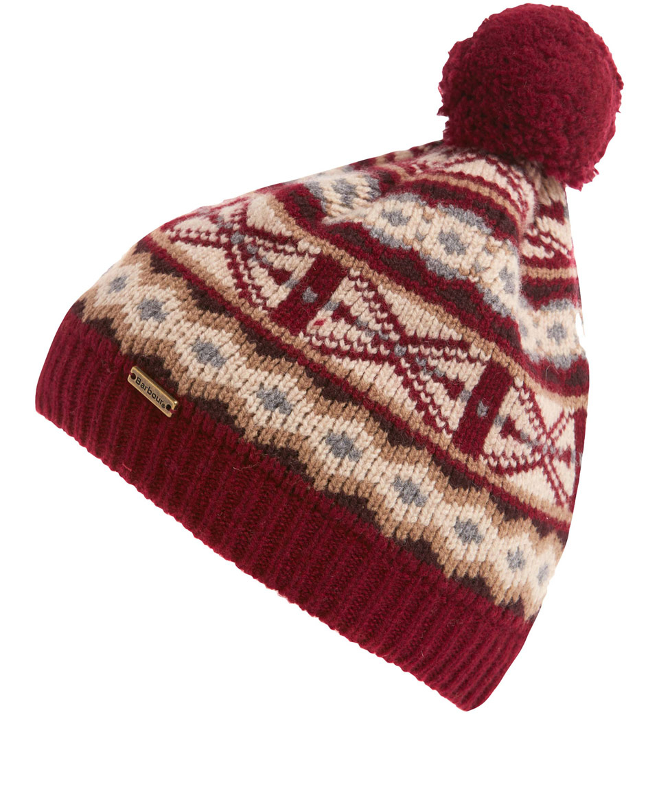 Barbour Burgundy Fair Isle Knit Hat in Red Lyst