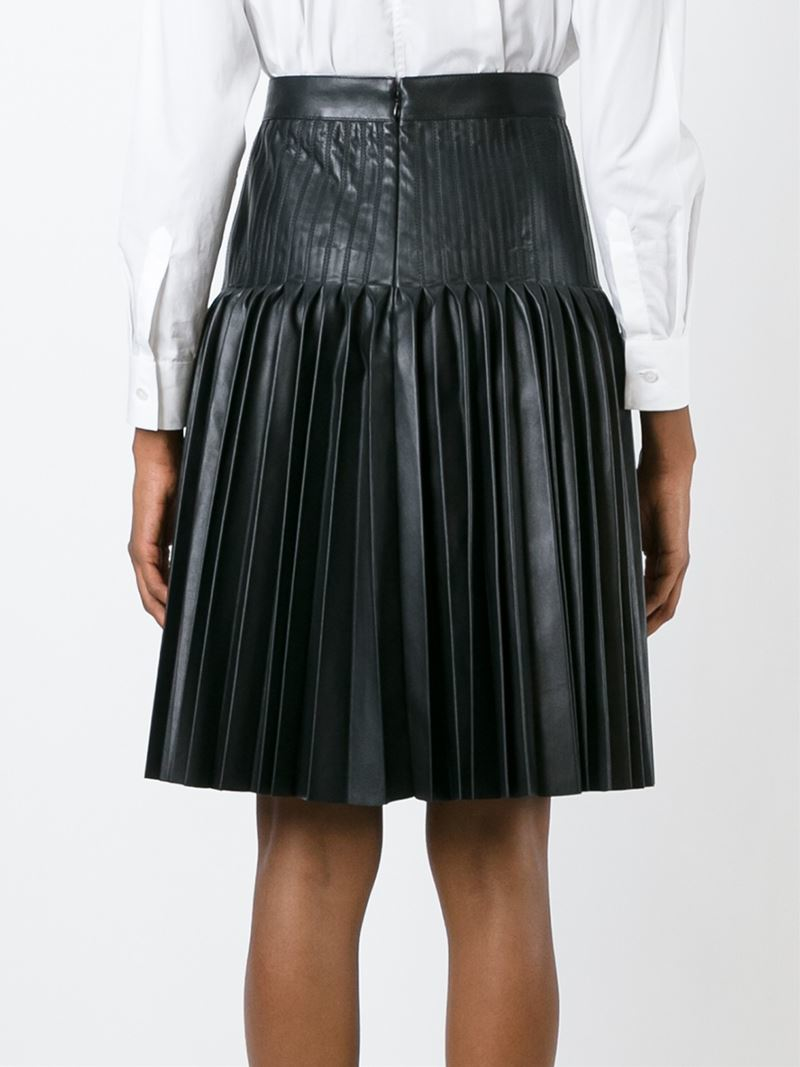 Givenchy Pleated Leather Skirt in Black Lyst