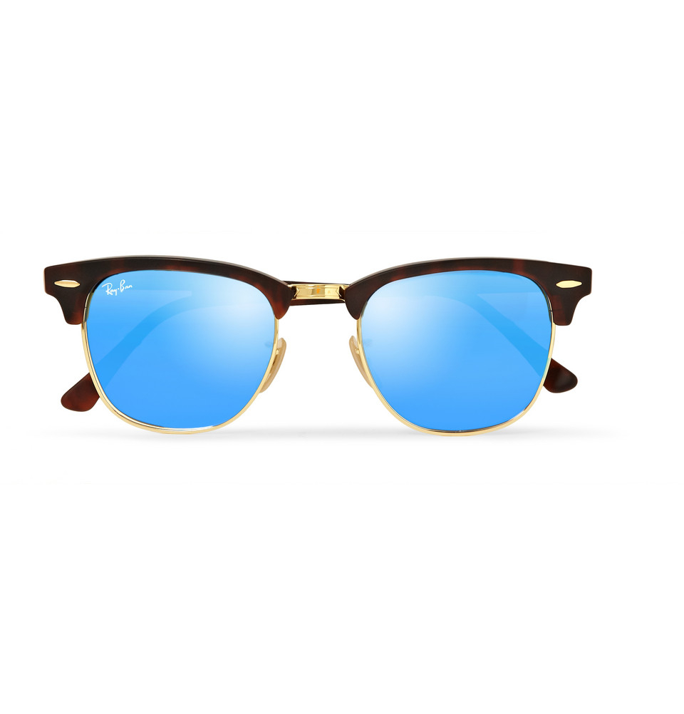 Ray Ban Clubmaster Acetate And Metal Mirrored Sunglasses In Brown For