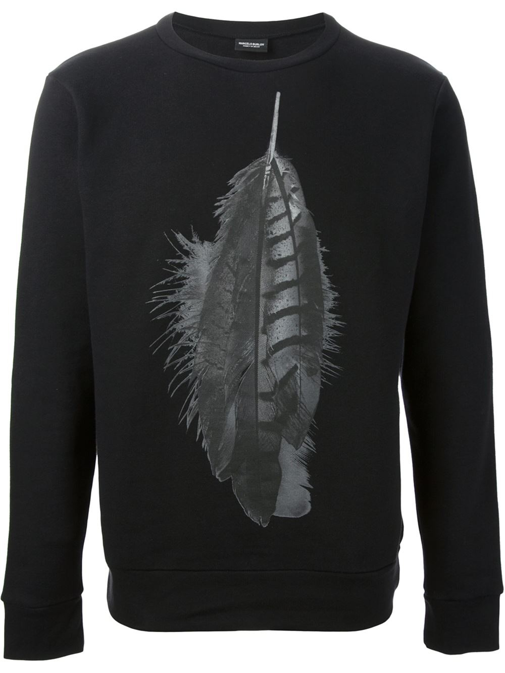 Lyst - Marcelo Burlon Feather Print Sweatshirt in Black for Men