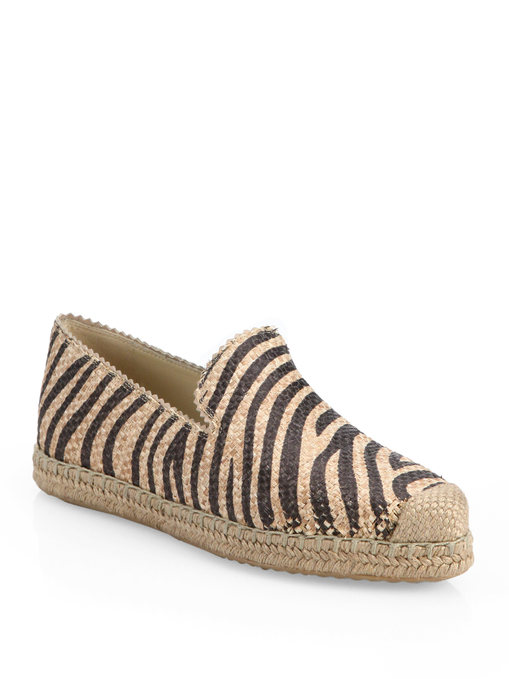 Lyst - Stuart Weitzman Zebra-Print Raffia Espadrilles