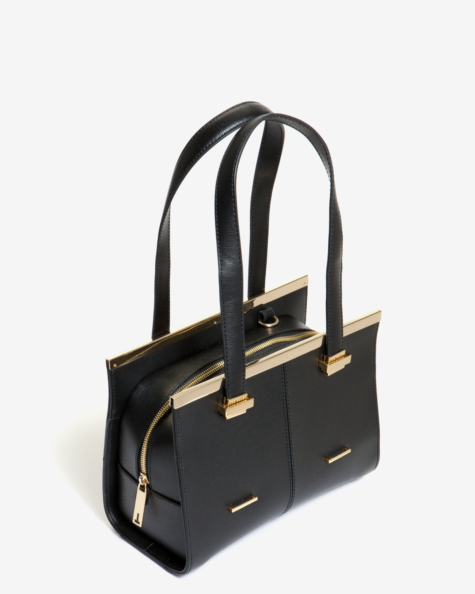 Lyst Ted Baker Small Crosshatch Leather Tote Bag In Black Gallery
