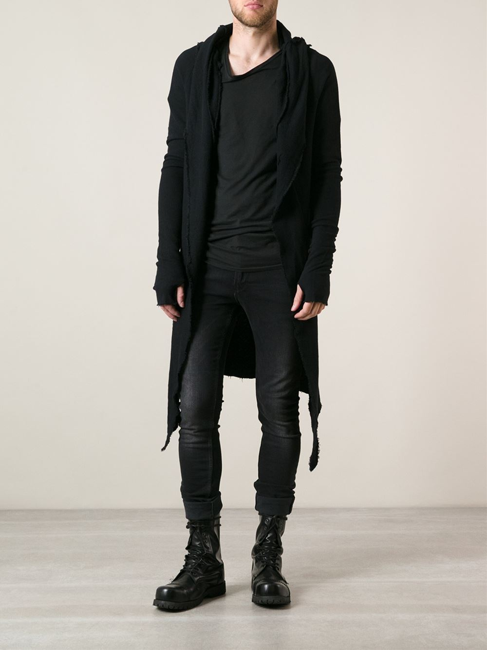 Lyst - Thom Krom Long Asymmetric Cardigan in Black for Men