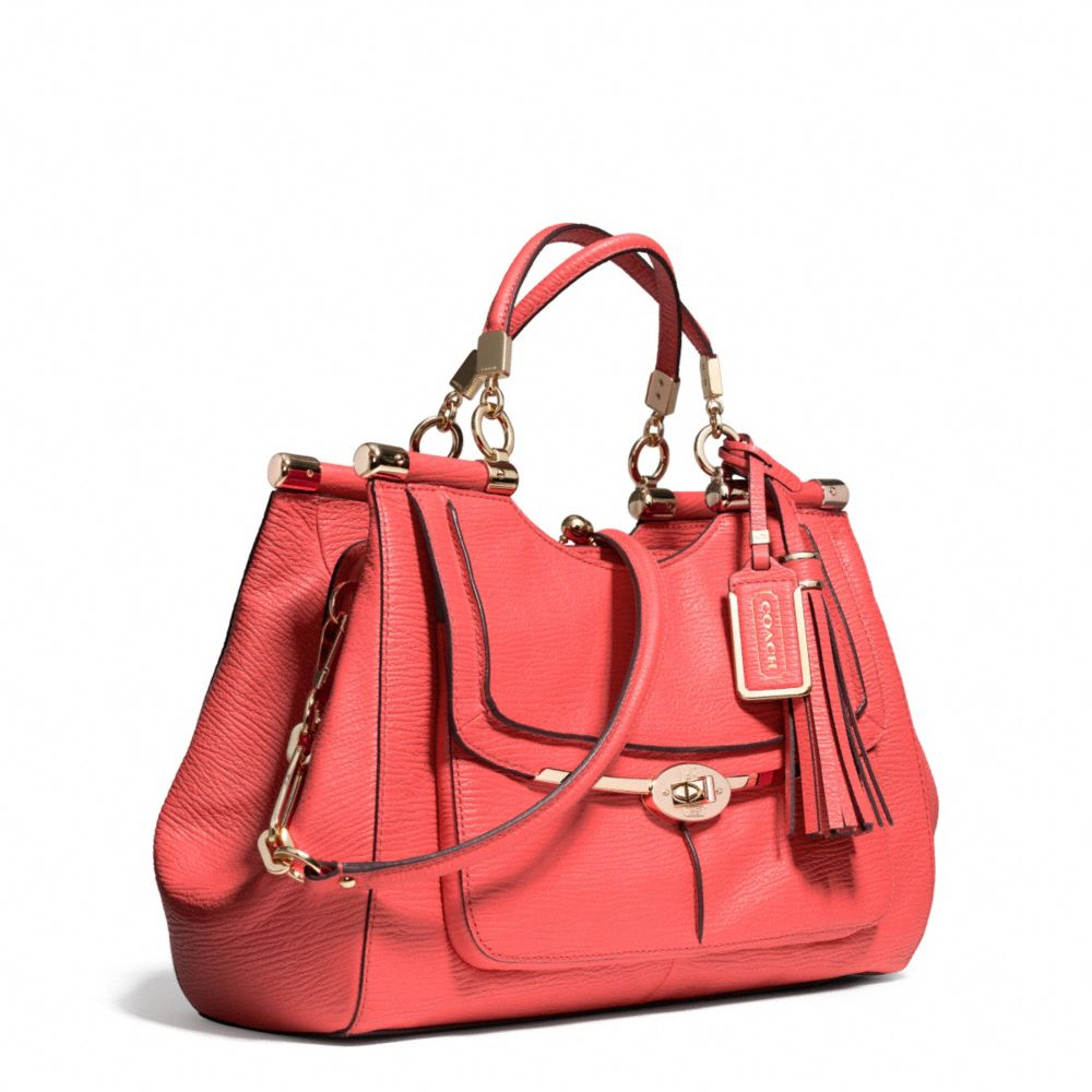 Lyst - Coach Madison Pinnacle Carrie Satchel in Textured Leather in Red