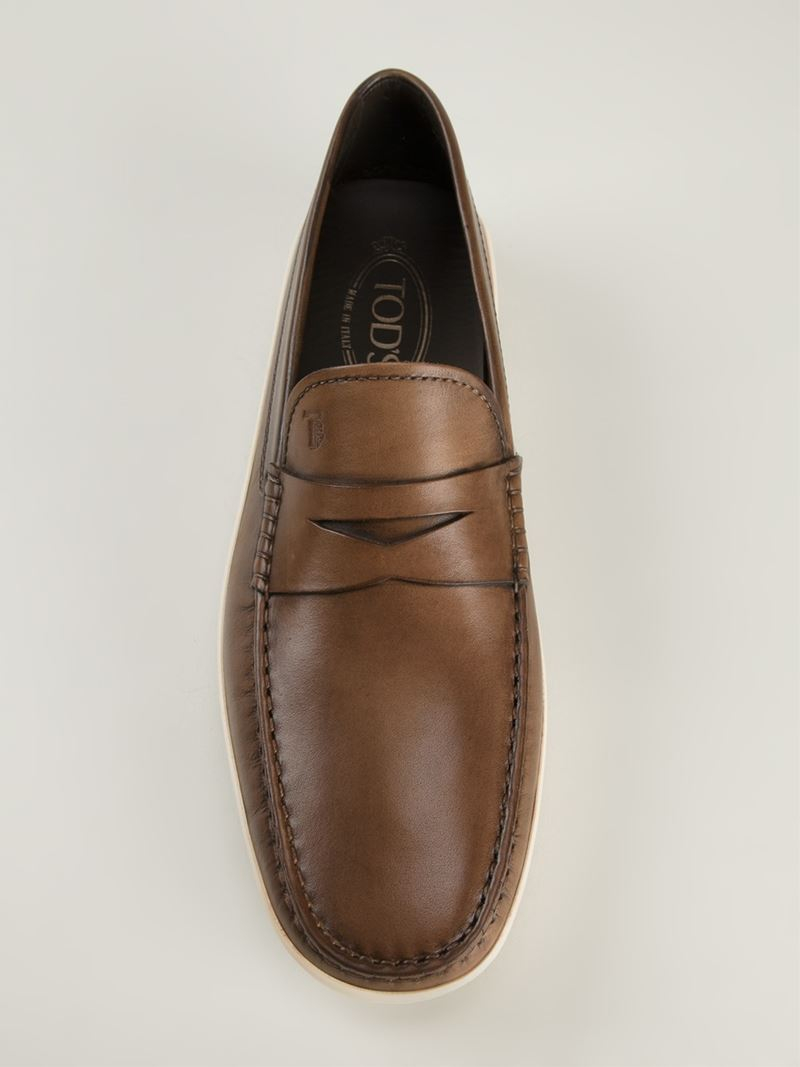 Tod's Rubber Sole Penny Loafers in Brown for Men | Lyst
